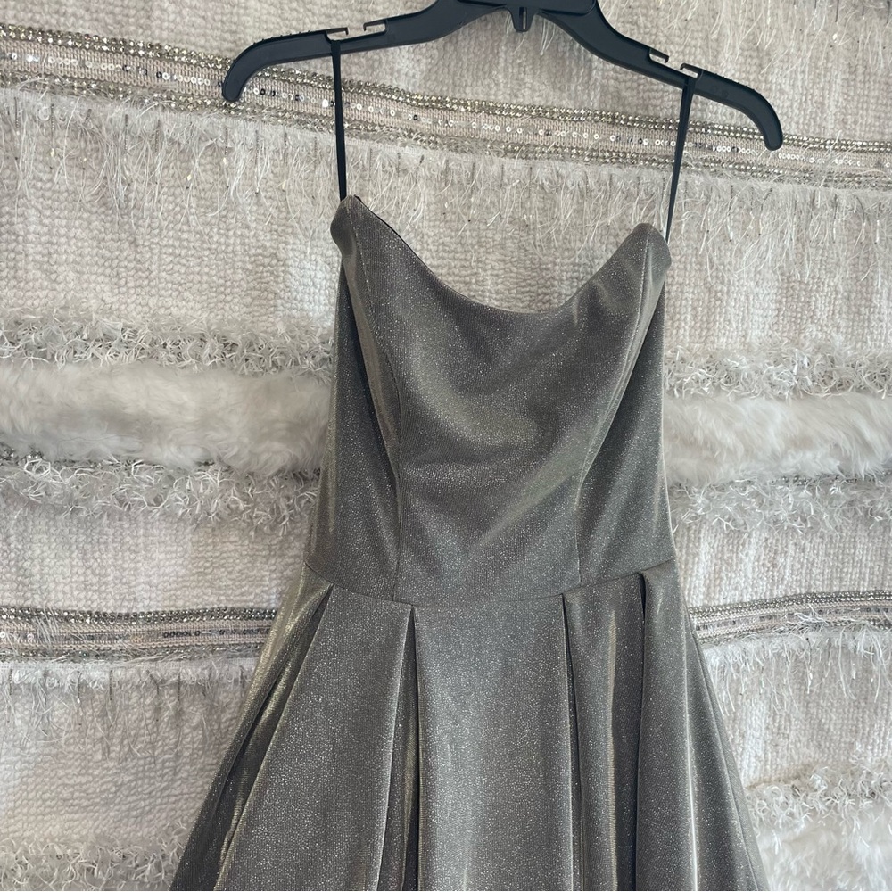 Betsy & Adam Womens Metallic Hi-Low Evening Dress - Picture 5 of 14